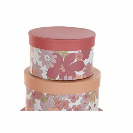Jeu de Caisses de Rangement Empilables DKD Home Decor Fleurs Rond Carton 107,99 €