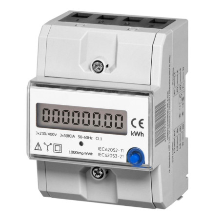 Compteur Triphasé Miratic pour Consommation Électrique - 80A sur Rail DIN