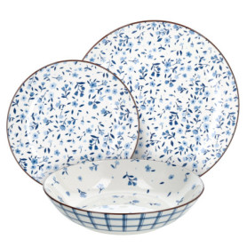 Service de Vaisselle Tognana Cottage 18 Pièces en Porcelaine Bleue pour 6 Personnes