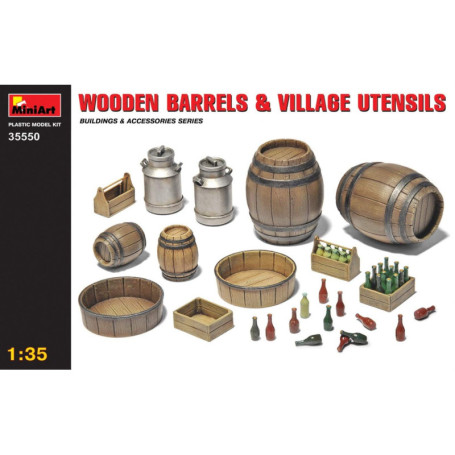 MiniArt 1:35 Fûts en Bois et Accessoires - Kit de Modélisme à Assembler