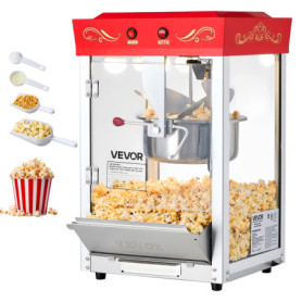Machine à Pop Corn VEVOR 800 W avec Bol en Inox et Éclairage LED