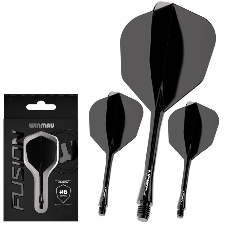 WINMAU Darts - Fusion Système intégré de vol et d'arbre - No.6 Forme et Design - Disponible en Court, intermédiaire et Moyen - D