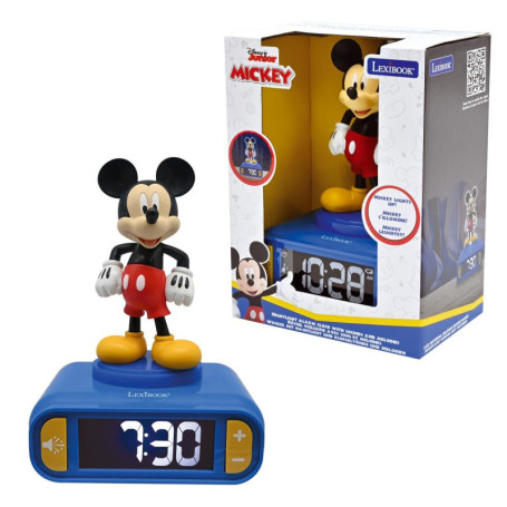 Réveil Veilleuse Mickey Disney avec Sons et Mélodies - Bleu