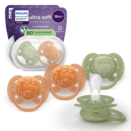 Sucettes Ultra-Douces Philips Avent pour Bébés - Lot de 4 Tétines Orthodontiques