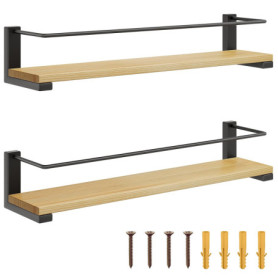 Lot de 2 étagères murales en bois pour épices - Organisateur de cuisine