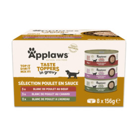 Applaws Nourriture Humide Naturelle pour Chiens - Émincés de Poulet en Sauce, 8 x 156g