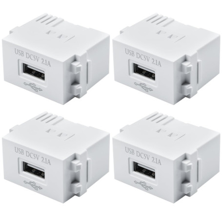 Lot de 4 Adaptateurs USB Behogan 220V à 5V 2,1A pour Charge Rapide