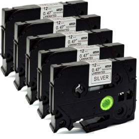 Lot de 5 cartouches de ruban adhésif plastifié NEOUZA pour Brother P-Touch - 12 mm x 8 m