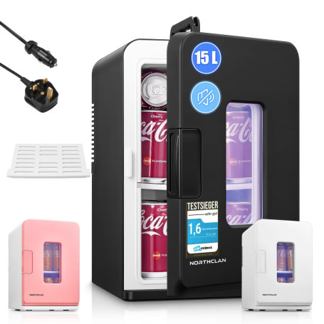 NORTHCLAN Mini Frigo Électrique 15L - Réfrigérateur Silencieux pour Chambre et Voiture