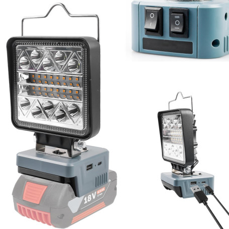 Lampe de travail sans fil Behogan pour Bosch 18 V avec ports USB