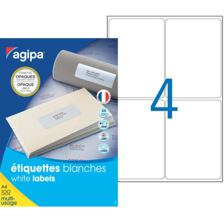 Lot de 400 Étiquettes Apli DIN A4 Opaques 99,1 x 139 mm - Blanc