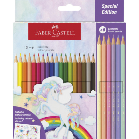Set de Crayons de Couleur Licorne Faber-Castell - 24 Teintes Pastel pour Créatifs
