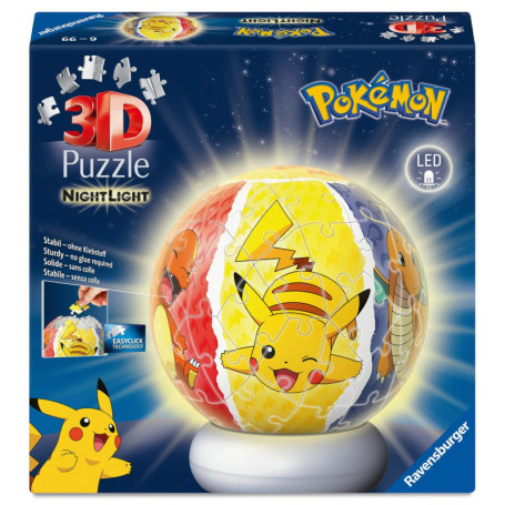 Puzzle 3D Ball Pokémon Illuminé - Ravensburger - 72 Pièces à Assembler