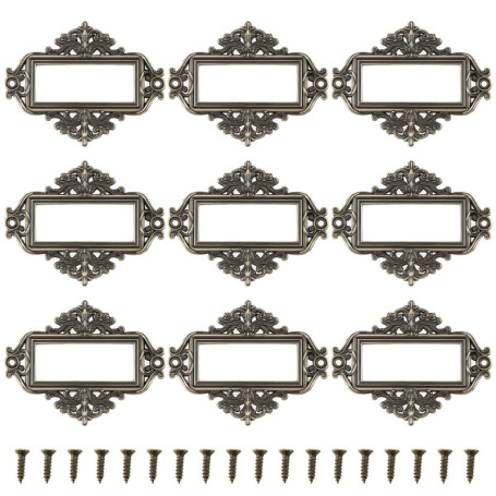 EMSea 24 Porte-étiquettes Vintage en Métal pour Armoires - Cadre en Alliage de Zinc
