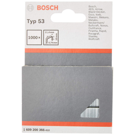 Agrafes Bosch Type 53 10/11,4 mm - 1000 pièces pour agrafeuses