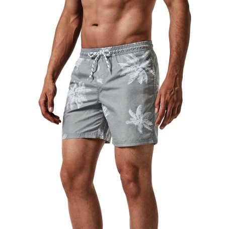 Short de Bain Homme MaaMgic Tropical Gris avec Séchage Rapide