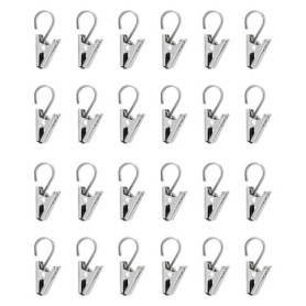 EXFU Lot de 24 Pinces à Rideaux en Métal Argenté