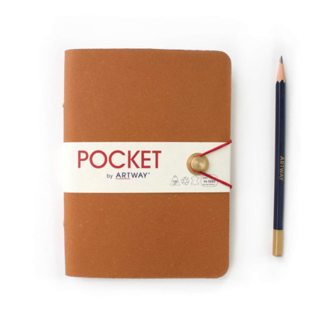 Carnet de Voyage Artway Indigo en Cuir Souple - A6 Marron avec Crayon