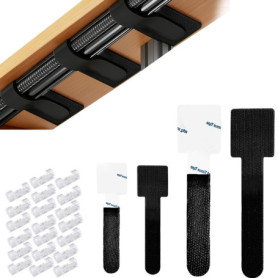 Yolistar Set d'Attaches Auto-Adhésives pour Câbles - Organisateur de Bureau et Gaming