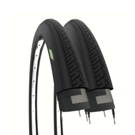Paire de Pneus Route 27 x 1 1/4 Noir pour Vélo Adulte