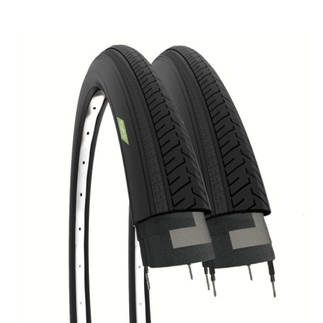 Paire de Pneus Route 27 x 1 1/4 Noir pour Vélo Adulte