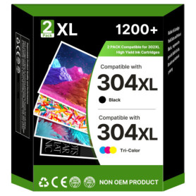 Cartouches d'Encre RUDGUZ 304XL Compatibles pour Imprimantes HP - 1 Noir et 1 Couleur