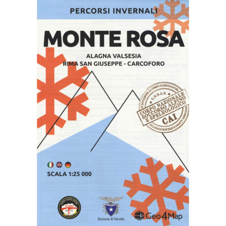 Carte d'Escalade Hivernale Monte Rosa - Alagna Valsesia et Environs