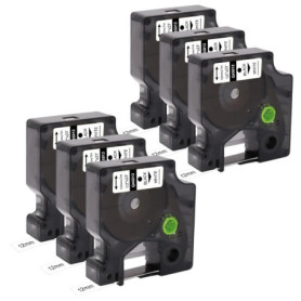 Lot de 6 Rubans Molabel Compatibles Dymo D1 45013 - Noir sur Blanc