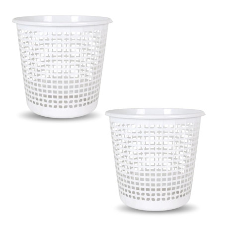Lot de 2 Poubelles de Bureau Blanc 18L - Corbeilles Pratiques