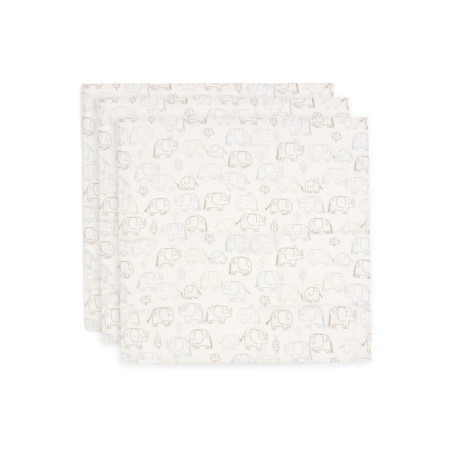 Langes en Mousseline Douce Jollein - Lot de 3 Éléphants Tales 70x70 cm