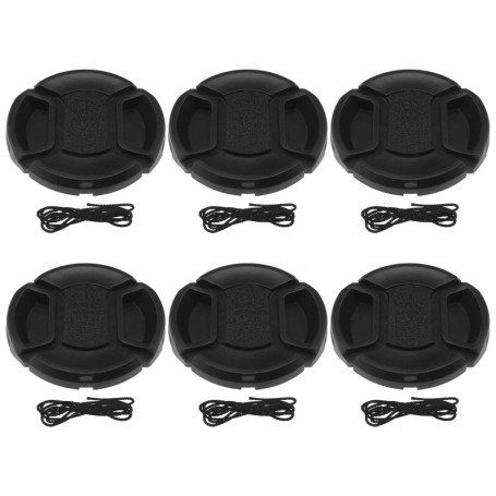 Lot de 6 Cache-Objectifs 52 mm avec Corde Anti-Perte pour Appareils Photo