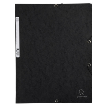 Exacompta Carton de 25 Chemises à Élastiques Noir - Pochettes 3 Rabats A4