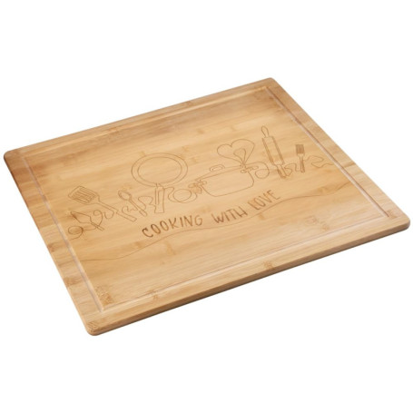 Plaque de Buffet en Bambou KESPER avec Pieds Antidérapants - 56 x 50 cm