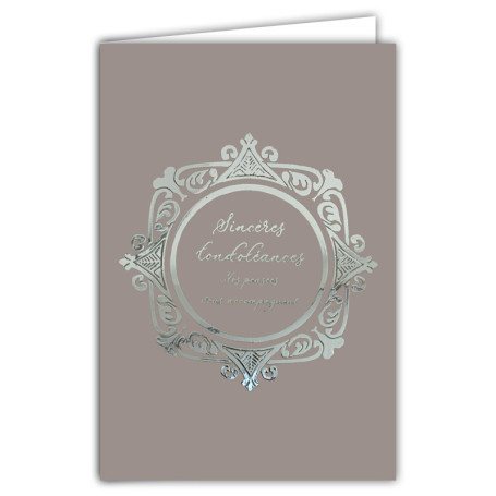 Carte de Condoléances Élégante avec Illustration Argentée - Format 12x17,5cm