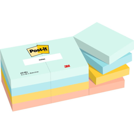 Pack de 12 Notes Autocollantes Post-it Couleurs Beach - 100 Feuilles par Bloc