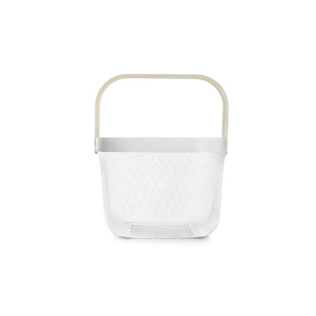 Panier de rangement en métal avec poignée en bois - 26 x 25 x 18 cm