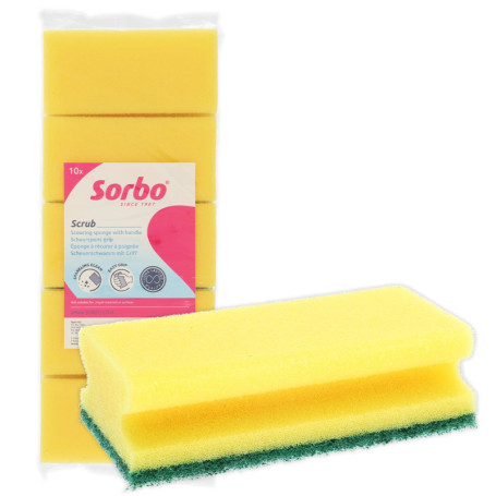 Lot de 10 Éponges Grattantes Sorbo avec Poignée Intégrée
