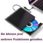 Lecteur DVD Externe GERUI USB 3.0 Type-C - Portable et Fin pour PC et Mac