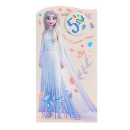 Carte d'anniversaire Disney La Reine des Neiges pour fille - 5 ans