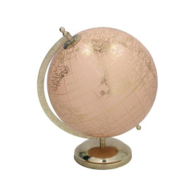 Globe Terrestre Rose Doré avec Base Élégante - 18 x 21 x 24 cm