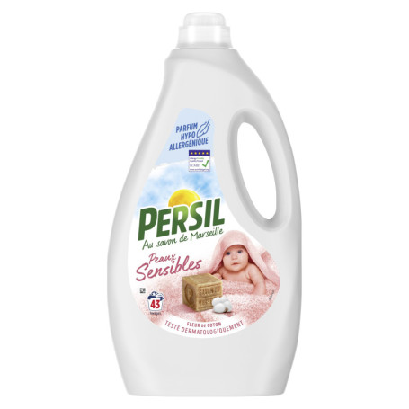 Persil Lessive Liquide Peaux Sensibles - Parfum Hypoallergénique Fleur de Coton - 43 Lavages