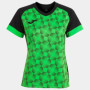 Justaucorps Joma Supernova III Femme - T-shirt Col V Légère Noir-Vert Fluo