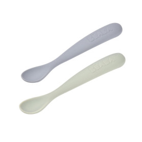 Lot de 2 Cuillères en Silicone Béaba pour Bébé - Ergonomiques et Souples