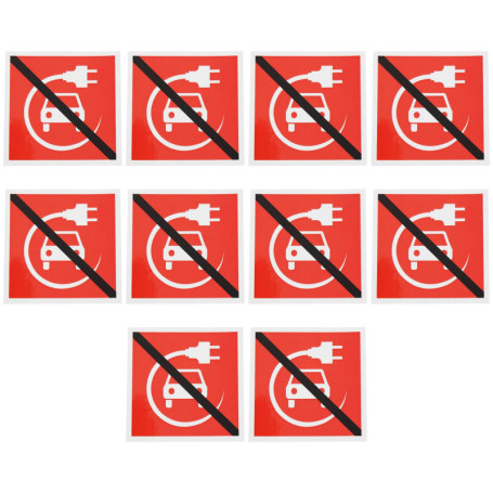 ECSiNG Lot de 10 Autocollants Avertissement Recharge Véhicule Électrique 50x50mm