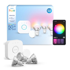 Kit de démarrage Philips Hue Essential avec Bridge et 3 ampoules GU10