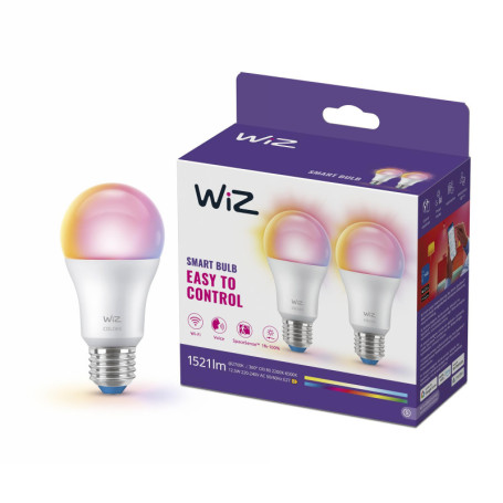 Ampoule LED WiZ Connectée A60 Multicolore E27 - Pack de 2