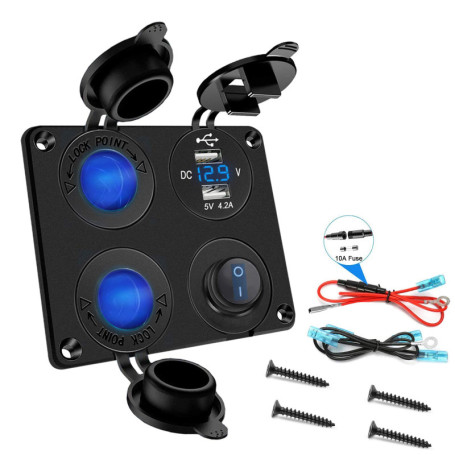 Chargeur USB Étanche 12V/24V avec Voltmètre LED pour Voiture et Bateau