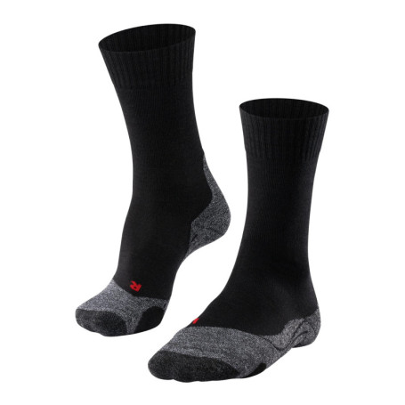 FALKE TK2 Explore M - Chaussettes de randonnée en laine pour homme, anti-ampoules, noires