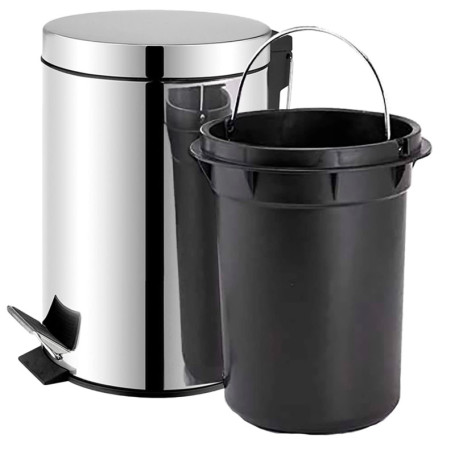 Poubelle de Cuisine avec Pédale en Acier Inoxydable - 3L, Finition Chrome Brillant