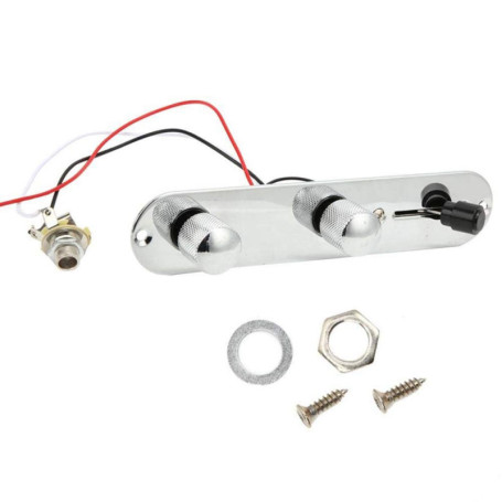 Plaque de Contrôle Pré-Câblée 3 Voies pour Guitare Telecaster Chromée